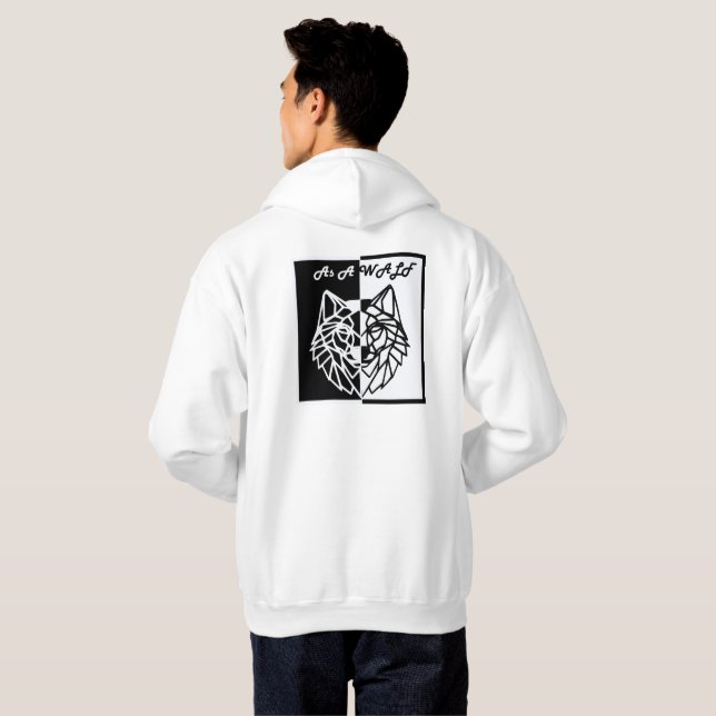 Moletom As A Wolf Geometric Art T-Shirt – Black and White  (Parte Traseira Completa)