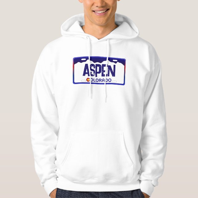 Moletom Aspen Colorado com capuz azul (Frente)