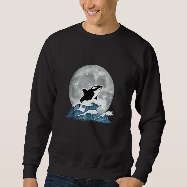 Moletom Assassino Baleia Lua Cheia Oceano Animal Ondas Moo (Frente)