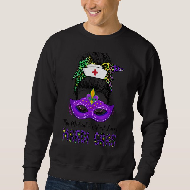 Moletom Assistente médico Leopard Messy Bun Mardi Carro (Frente)