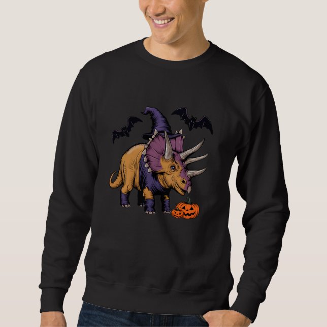 Moletom Assustador Pumpkin Bat Witch Triceratops Dinossaur (Frente)