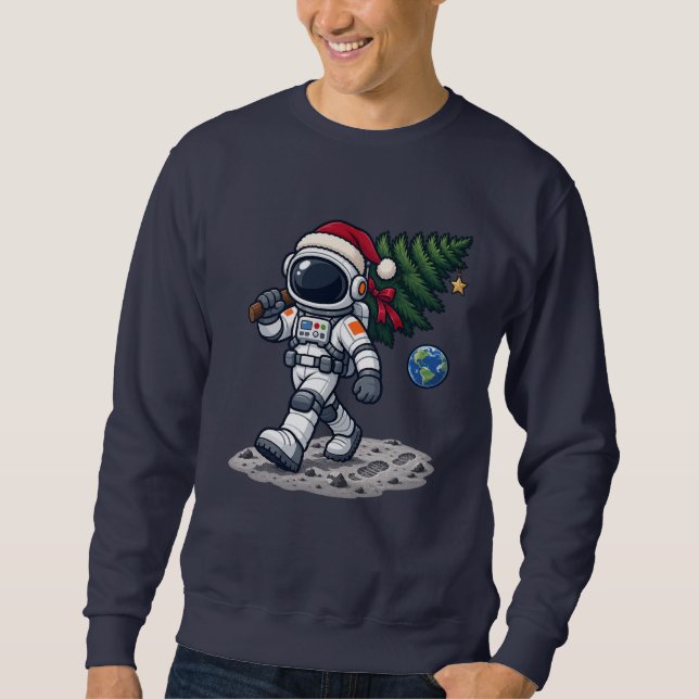 Moletom Astronauta da Árvore de Natal na Lua (Frente)