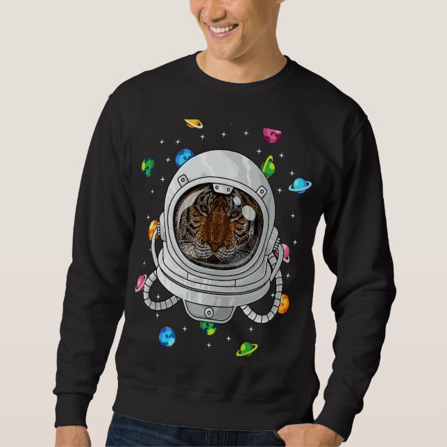 Moletom Astronauta De Tigre Profundo No Universo Cósmico E (Frente)