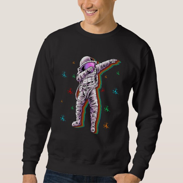Moletom Astronauta Retro Dabbing Espaço Sideral Planeta (Frente)