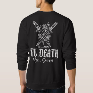 Moletom Até a Morte Caveira Adaga Rosa Nome Personalizado