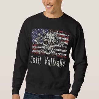 Moletom Até Valhalla Viking Usa Flag Til Valhalla Retro