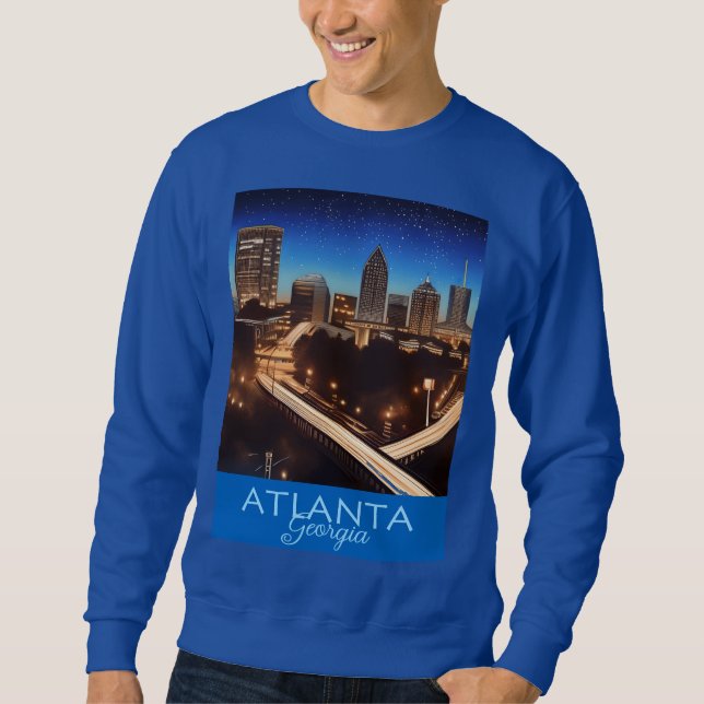 Moletom Atlanta Georgia Blue e Dourada Noite Poster (Frente)