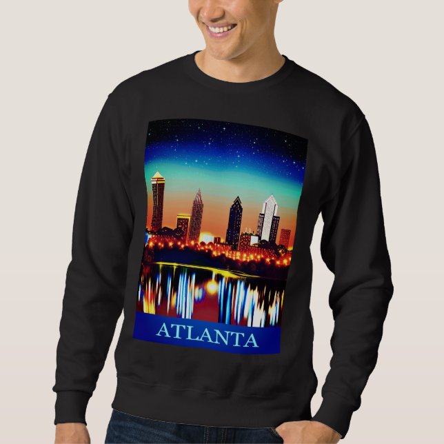Moletom Atlanta Skyline by Night com Reflexões (Frente)