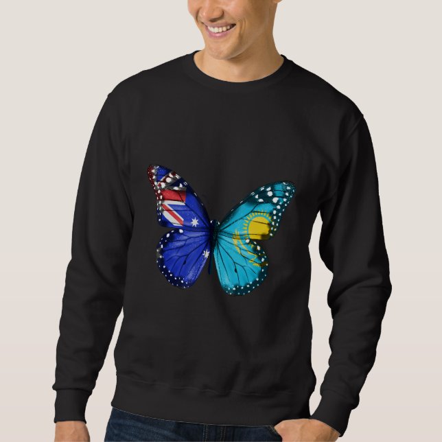 Moletom Australian Kazakhstani Flag Butterfly (Frente)