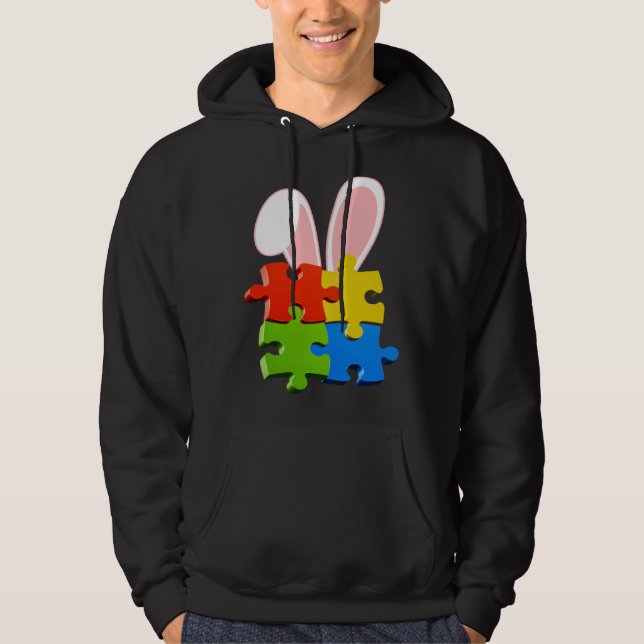 Moletom Autism Awareness Acceptance Easter Bunny Ears Puzz (Frente)