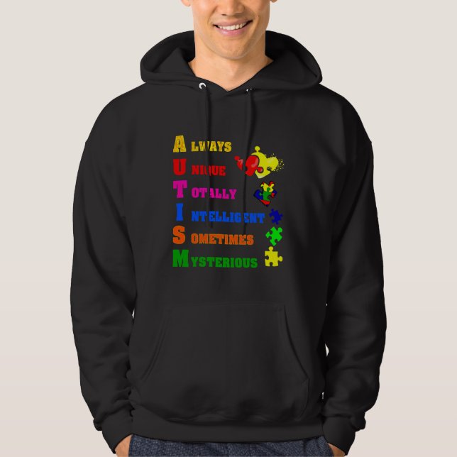 Moletom Autism Awareness Autism Acronym Puzzle Piece Suppo (Frente)