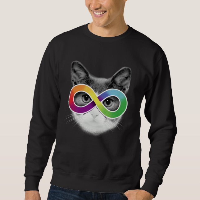 Moletom Autism Awareness Cat Wearing Infinity Symbol Glass (Frente)