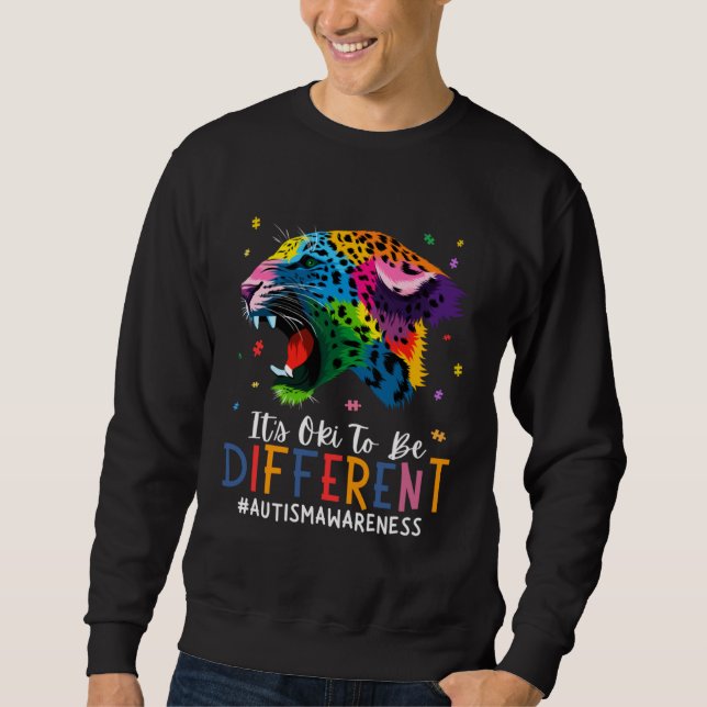 Moletom Autism Awareness It s Oki To Be Different Leopard  (Frente)
