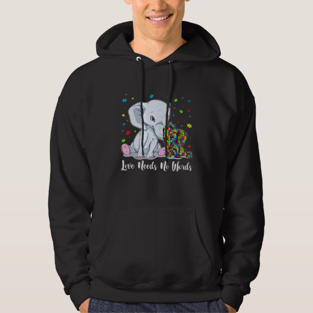 Moletom Autism Awareness Love Needs No Words Elephant Supp (Frente)