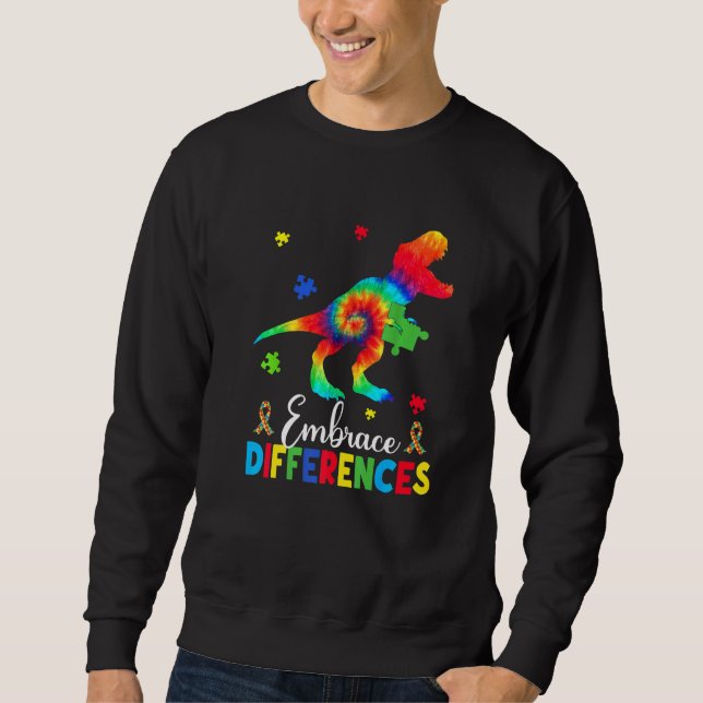Moletom Autism Dinossaur Quebra-cabeça Piece Embrace Difer (Frente)