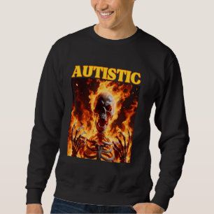 Moletom Autism Funny Cringe Duro Skeleton Memória Chamas