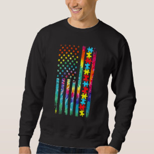 Moletom Autismo American Flag Tee Tie Dye Autismo Sensibil