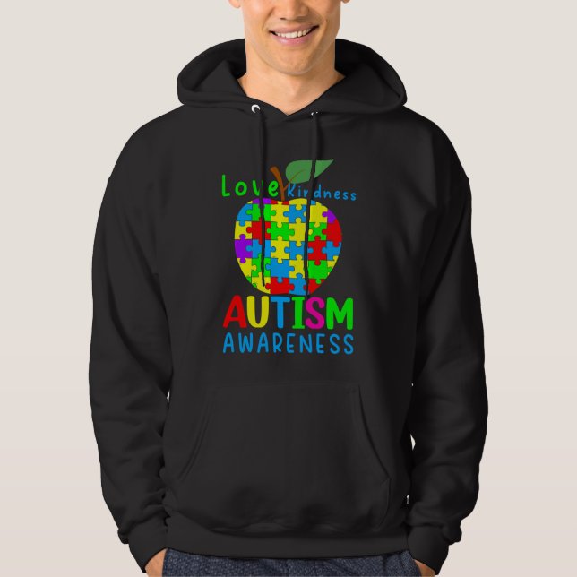 Moletom Autismo Apple Quebra-cabeça se conscientiza (Frente)