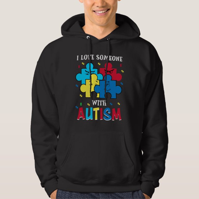 Moletom Autismo Conscientista Tee Engraçado Eu Amo Alguém  (Frente)