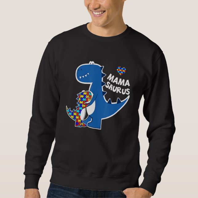 Moletom Autismo Sensibilização Mama Saurus Dinossaur Quebr (Frente)