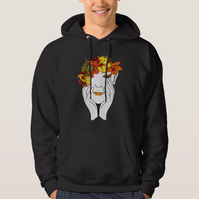 Moletom Autumn Flower Bouquet Girl Thanksgiving Retro ART  (Frente)