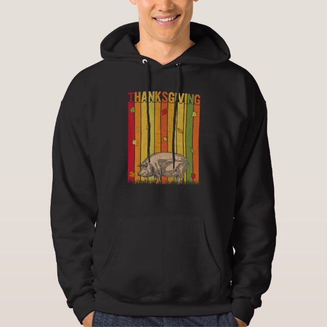Moletom Autumn Thanksgiving Retro Cute Pig  Thanksgiving (Frente)