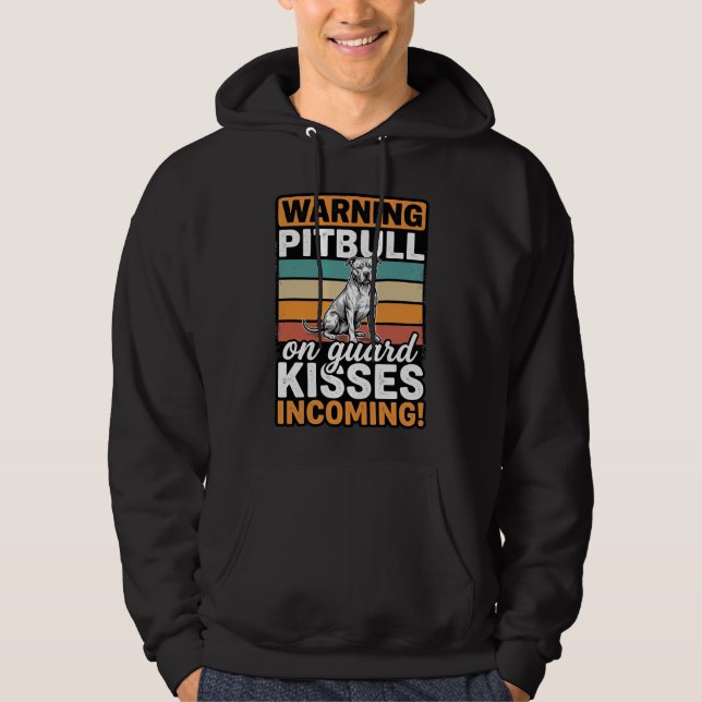 Moletom Avisos de Pitbull Beijos a Caminho Design de Cacho (Frente)