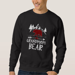 Moletom Avó Urso Natal Camisola Xadrez Vermelho Feminino B