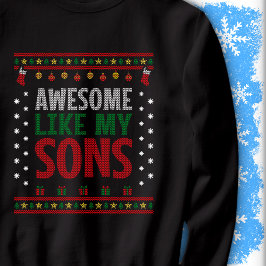 Moletom Awesome Like My Sons Christmas Knit Sweater Look
