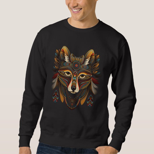 Moletom Azteca Fox Illustration Traditional Mexico Animal (Frente)