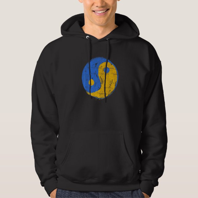 Moletom Azul E Dourado Yin Yang Atenção Plena (Frente)