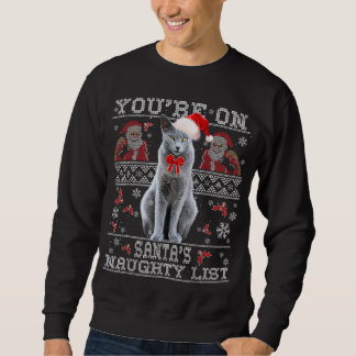 Moletom Azul Russo Gato Sobreloso Xmas Suor Feio
