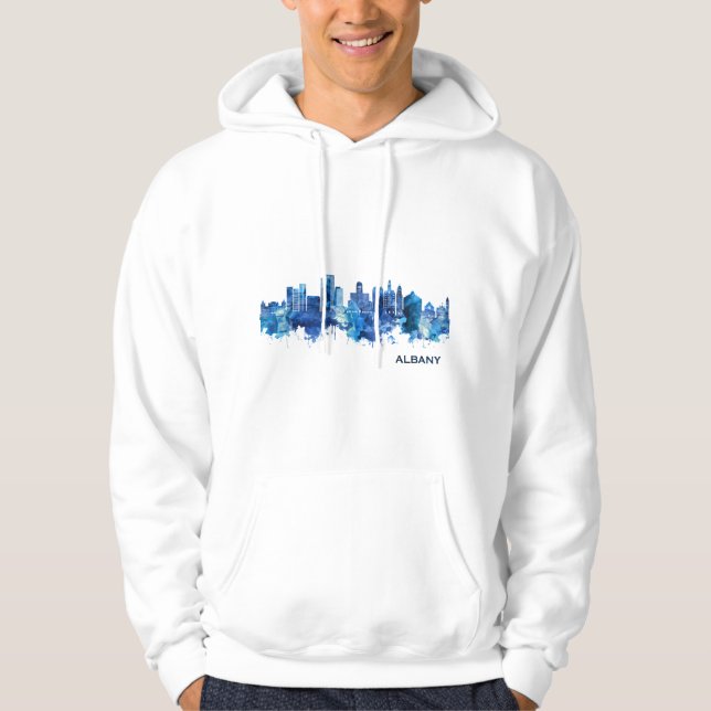 Moletom Azul Skyline Albany Nova York (Frente)
