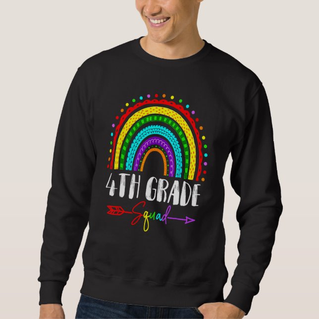 Moletom Back To School Fourth 4th Grade Squad Cute Rainbow (Frente)