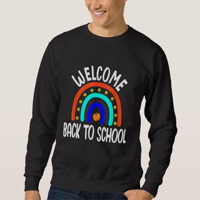 Moletom Back To School Happy First Day Of School Rainbow T (Frente)