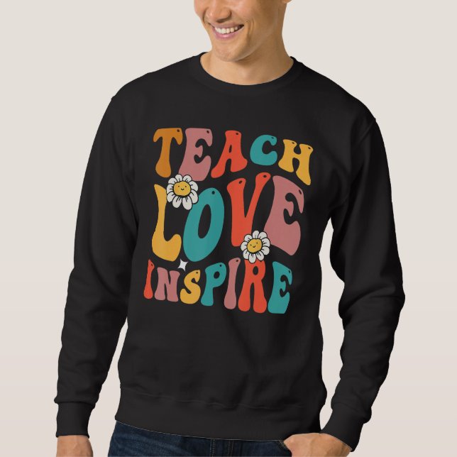 Moletom Back To School  Teach Love Inspire Groovy Teachers (Frente)