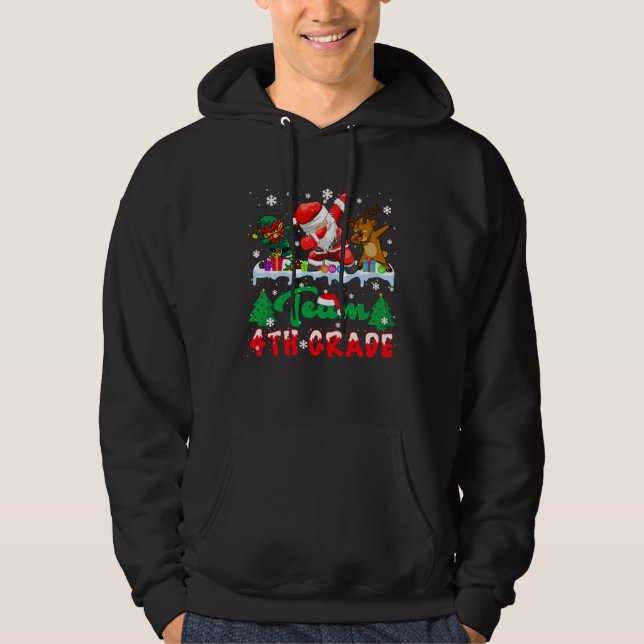 Moletom Back to School Team 4th Grade ELF Santa Reindeer D (Frente)