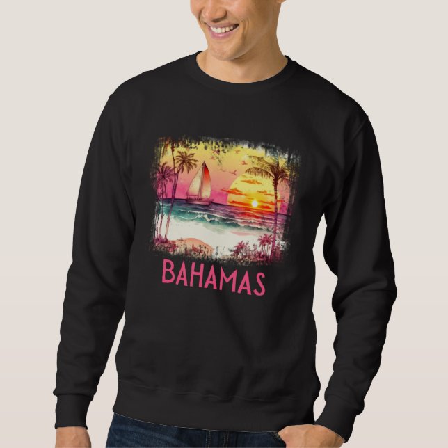 Moletom Bahamas Palm Tree Beach Vacation Summer and Surf (Frente)