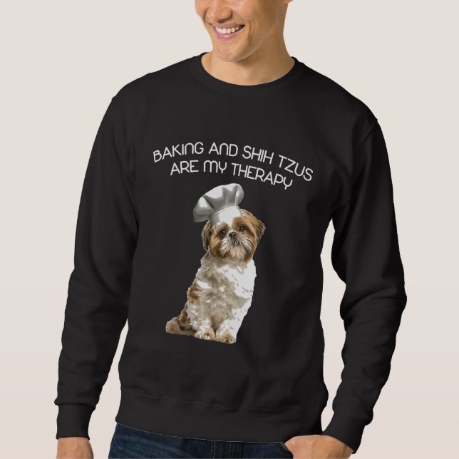 Moletom Baking E Shih Tzu São O Meu Dia De Natal De Terapi (Frente)