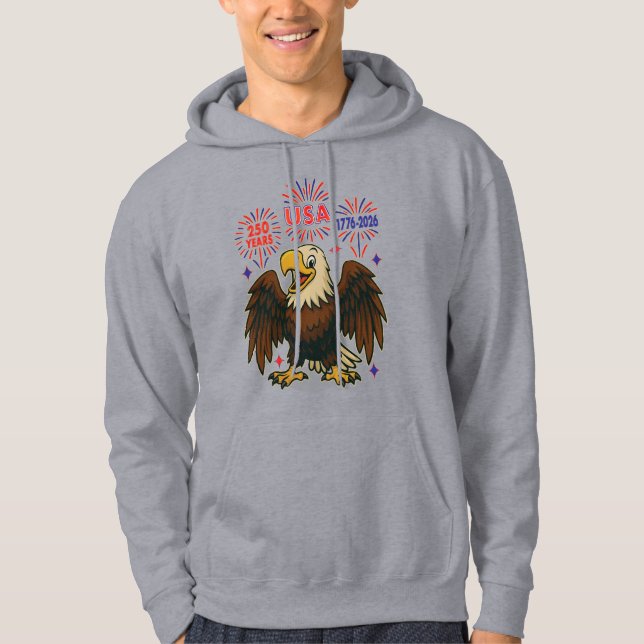 Moletom Bald Eagle com Fireworks - EUA 250 Anos 1776-2026 (Frente)