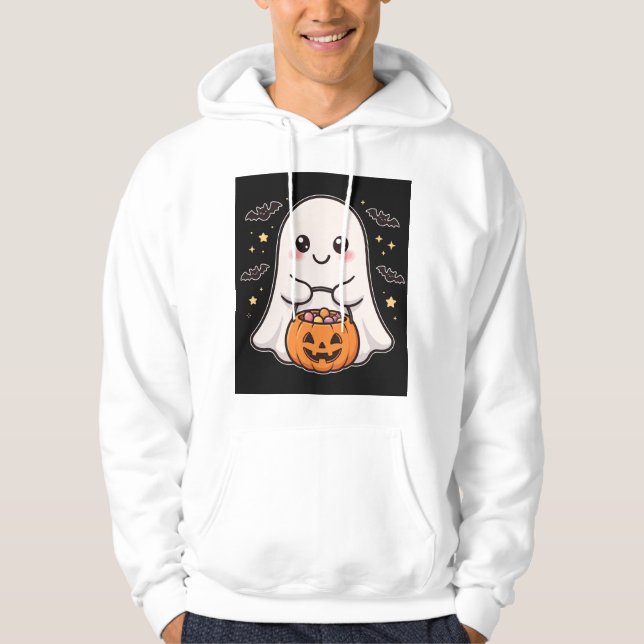 Moletom Balde de Doces de Abóbora de Fantasma Fofo (Frente)