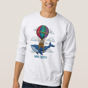 Moletom Baleia Azul Voadora com Balão de Ar Quente