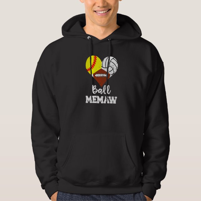 Moletom Ball Memaw Heart Softball Voleibol Mem (Frente)