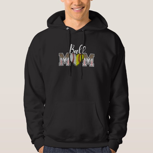 Moletom Ball Mom Heart Baseball Softball Mama Women Mother (Frente)
