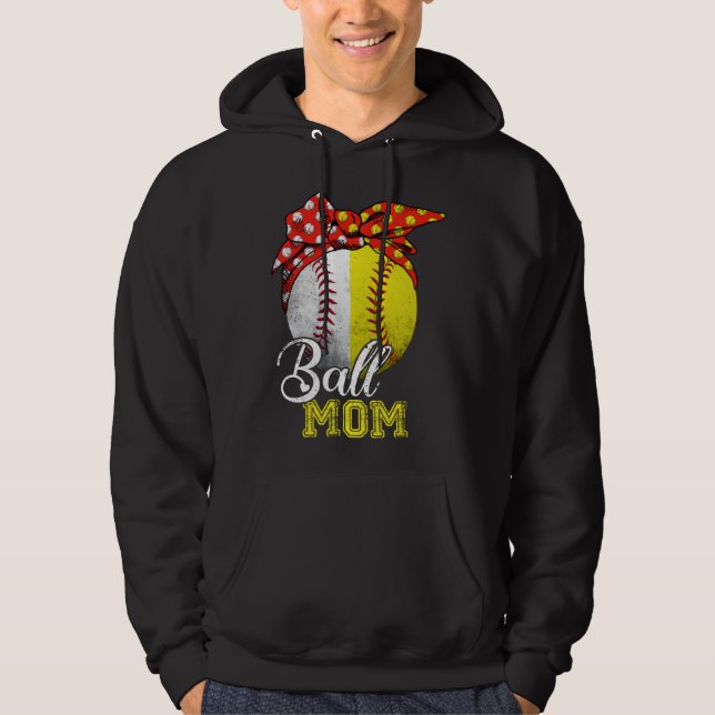 Moletom Ball Mom Softball Baseball  For Women Mothers Day (Frente)
