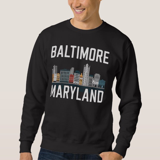 Moletom Baltimore Maryland City Skyline Souvenir MD Home S (Frente)