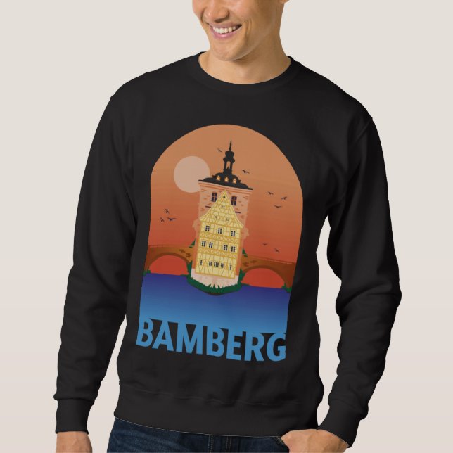 Moletom Bamberg Bayern Germany City Skyline Silhouette Out (Frente)