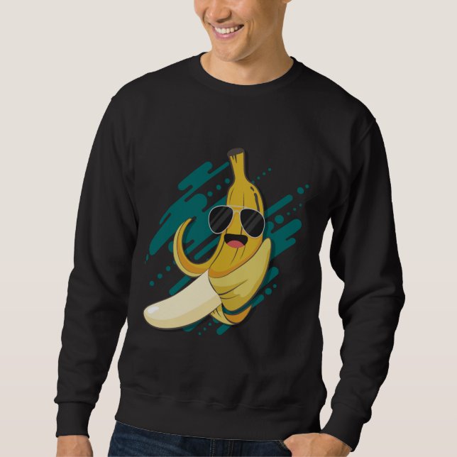Moletom Banana Engraçada Com Óculos Solares Fru Saudável E (Frente)