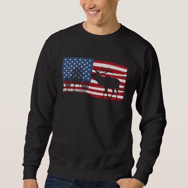 Moletom Bandeira Americana dos EUA Caça de Cogumelo Morel  (Frente)