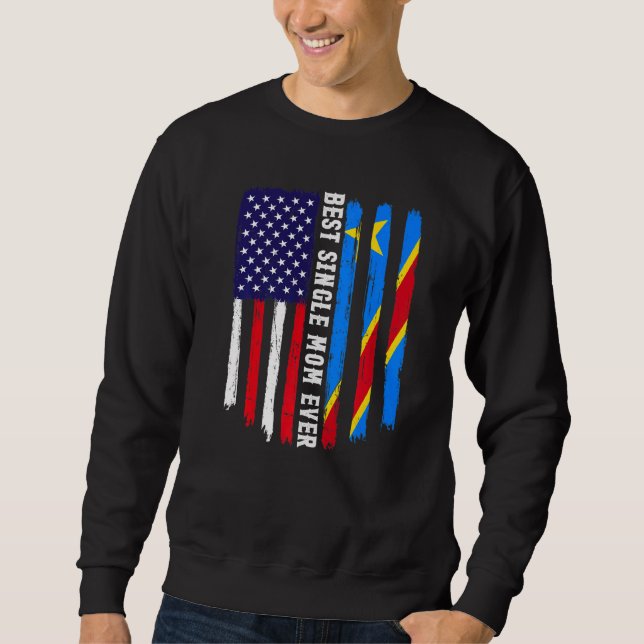 Moletom Bandeira Americana e Congo Melhor Solteiro Mãe Alg (Frente)